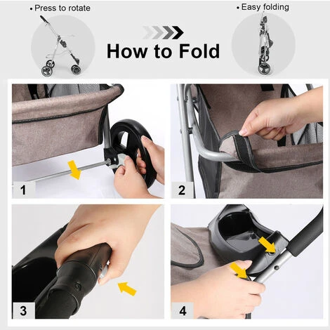 Poussette Pour Chien Pliable,3 Roues Poussette Buggy Pour Chien ,Tissu 600D Oxford Imperméable Avec Panier De Rangement Et Fenêtre En Filet Poussette De Voyage Pour Animaux De Compagnie (Marron) 4 Poussette Pour Chien Pliable,3 Roues Poussette Buggy Pour Chien ,Tissu 600D Oxford Imperméable Avec Panier De Rangement Et Fenêtre En Filet Poussette De Voyage Pour Animaux De Compagnie (Marron) – Image 4