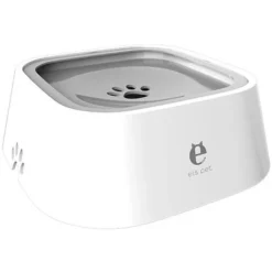 Gamelle Flottante Pour Chiens Chats,1L Grande Capacité Bol D'eau Pour Animaux De Compagnie Anti Éclaboussures Anti-Débordement,Anti Goutte Gamelle D'eau Chien--Gris