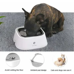 Gamelle Flottante Pour Chiens Chats,1L Grande Capacité Bol D'eau Pour Animaux De Compagnie Anti Éclaboussures Anti-Débordement,Anti Goutte Gamelle D'eau Chien--Gris -Promos Patto Chou Boutique 90318028 4