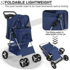 Poussette Buggy Pliable Pour Chien 4 Roues Tissu 600D Oxford Imperméable Avec Panier De Rangement Et Fenêtre En Filet Poussette De Voyage Pour Animaux De Compagnie-Bleu Foncé 8 Poussette Buggy Pliable Pour Chien 4 Roues Tissu 600D Oxford Imperméable Avec Panier De Rangement Et Fenêtre En Filet Poussette De Voyage Pour Animaux De Compagnie-Bleu Foncé -Promos Patto Chou Boutique 90637022 4