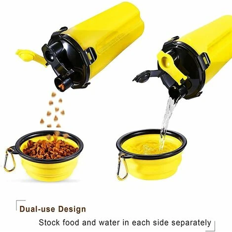 Héloise Bouteille D'eau Portable Pour Chien Avec 2 Bols Pliants, 1 Bouteille D'eau Et Nourriture Pour Chat Et Chien, Marche, Exercice, Randonnée, Bouteille De Voyage De Camping (jaune) 2 Héloise Bouteille D'eau Portable Pour Chien Avec 2 Bols Pliants, 1 Bouteille D'eau Et Nourriture Pour Chat Et Chien, Marche, Exercice, Randonnée, Bouteille De Voyage De Camping (jaune) – Image 2
