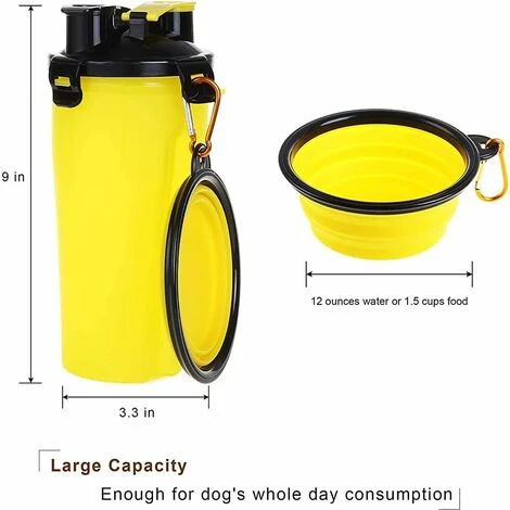 Héloise Bouteille D'eau Portable Pour Chien Avec 2 Bols Pliants, 1 Bouteille D'eau Et Nourriture Pour Chat Et Chien, Marche, Exercice, Randonnée, Bouteille De Voyage De Camping (jaune) 4 Héloise Bouteille D'eau Portable Pour Chien Avec 2 Bols Pliants, 1 Bouteille D'eau Et Nourriture Pour Chat Et Chien, Marche, Exercice, Randonnée, Bouteille De Voyage De Camping (jaune) – Image 4