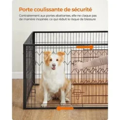 FEANDREA Parc Pour Chien, Clôture, Enclos, Cage, 4 Panneaux Rectangulaires, Porte Coulissante Avec Doubles Verrous, 122 X 80 X 70 Cm, Pour Intérieur, Chiens, Lapins, Noir Par Songmics PPK003B01 -Promos Patto Chou Boutique 90820431 3
