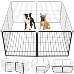 Yaheetech 2 Panneaux Parc Pour Chiens Enclos En Métal Pour Chiot Rongeur Lapin 80 X 80 Cm Avec Porte