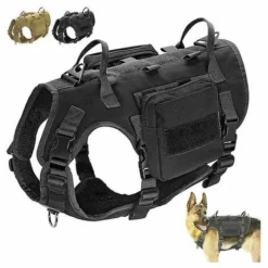Harnais Pour Chien D'entraînement Militaire Tactique K9 + Sacs Latéraux Molle Vest Large Black Tan