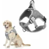 Harnais Chien Réfléchissant Anti Traction Rembourré Réglable Respirant Pour Les Chiens De Taille Moyenne/Petite (XL, Gris)