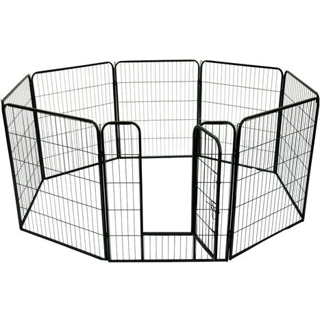 Enclos Et Parc Pour Chien Parc à Chiots Petits Chiens Ajustable Parc Enclos Modulable En Acier Noir 8 Pièces HENGMEI 1 Enclos Et Parc Pour Chien Parc à Chiots Petits Chiens Ajustable Parc Enclos Modulable En Acier Noir 8 Pièces HENGMEI