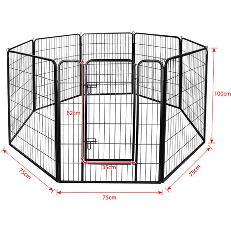Enclos Et Parc Pour Chien Parc à Chiots Petits Chiens Ajustable Parc Enclos Modulable En Acier Noir 8 Pièces HENGMEI 2 Enclos Et Parc Pour Chien Parc à Chiots Petits Chiens Ajustable Parc Enclos Modulable En Acier Noir 8 Pièces HENGMEI – Image 2