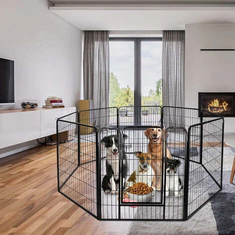 Enclos Et Parc Pour Chien Parc à Chiots Petits Chiens Ajustable Parc Enclos Modulable En Acier Noir 8 Pièces HENGMEI 5 Enclos Et Parc Pour Chien Parc à Chiots Petits Chiens Ajustable Parc Enclos Modulable En Acier Noir 8 Pièces HENGMEI – Image 5