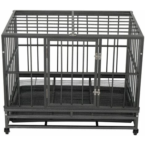 36.5” Cage à Usage Intensif Pour Chien Métal Parc Pour Animaux Clôture Portable Avec Plateau Argenté 4 36.5” Cage à Usage Intensif Pour Chien Métal Parc Pour Animaux Clôture Portable Avec Plateau Argenté – Image 4