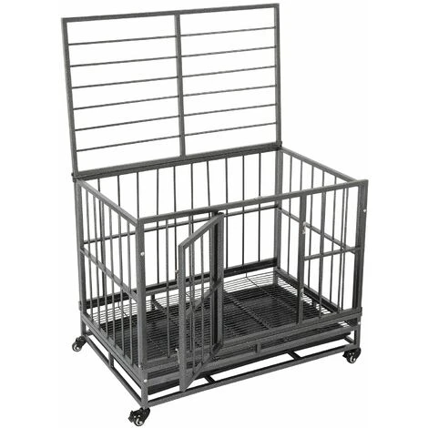 36.5” Cage à Usage Intensif Pour Chien Métal Parc Pour Animaux Clôture Portable Avec Plateau Argenté 5 36.5” Cage à Usage Intensif Pour Chien Métal Parc Pour Animaux Clôture Portable Avec Plateau Argenté – Image 5
