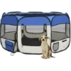 Parc Enclos Pour Animaux Pliable - Chenil Pour Chiens Avec Sac De Transport Bleu 125x125x61cm BV247007 - BonneVie