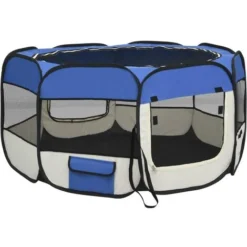 Parc Enclos Pour Animaux Pliable - Chenil Pour Chiens Avec Sac De Transport Bleu 125x125x61cm BV247007 - BonneVie -Promos Patto Chou Boutique 93463923 3