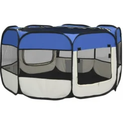 Parc Enclos Pour Animaux Pliable - Chenil Pour Chiens Avec Sac De Transport Bleu 125x125x61cm BV247007 - BonneVie -Promos Patto Chou Boutique 93463923 5