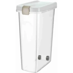 Trixie Baril De Nourriture, Hermétiquement Verrouillable 15 L/22 × 41 × 33 Cm, Transparent-blanc/blanc