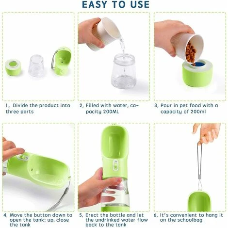 Bouteille D'eau Pour Chien,Portable Gourde Pour Chien, Multifonctionnelle Bouteille D'eau Pour Animaux Les Chiens Et Chats,Bouteille D'eau De Voyage Pour Chien Avec Bouteille De Collation 4 Bouteille D'eau Pour Chien,Portable Gourde Pour Chien, Multifonctionnelle Bouteille D'eau Pour Animaux Les Chiens Et Chats,Bouteille D'eau De Voyage Pour Chien Avec Bouteille De Collation – Image 4