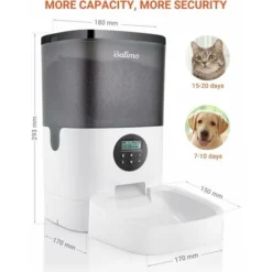 Balimo Duke 4L Distributeur Croquettes Chat Automatique Avec Enregistreur 10s Vocal Et Minuterie Programmable Pour Jusqu'à 4 Repas Par Jour (Noir Blanc) -Promos Patto Chou Boutique 93581539 4