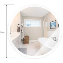 Miroir De Salle De Bain à LED Rond 70cm,Anti-buée Miroir Mural Avec Capteur Tactile -Promos Patto Chou Boutique 93886494 4