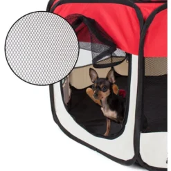 Tente De Cag Pour Petits Animaux,Parc Chien Enclos Etanche Pliable Portable,avec étui De Transport Gratuit - Rouge -Promos Patto Chou Boutique 93886679 4
