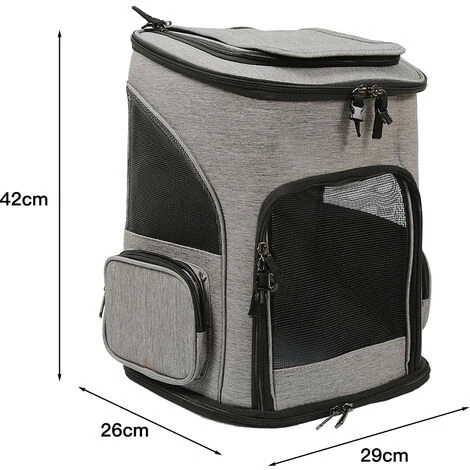 Sac à Dos Pour Animaux De Compagnie, Sac Transport Pour Chat Petit Chien Respirant, Panier Stable Et Confortable Pour Voyage En Train, Gris 5 Sac à Dos Pour Animaux De Compagnie, Sac Transport Pour Chat Petit Chien Respirant, Panier Stable Et Confortable Pour Voyage En Train, Gris – Image 5
