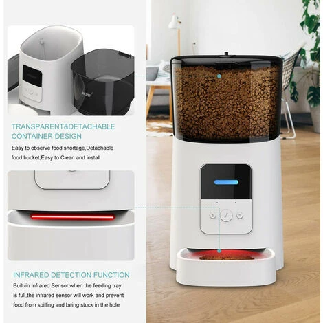 Distributeur De Croquettes Automatique Pour Chien Chat - LEXLIFE 6L Avec Contrôle APP - 15 Repas Par Jour - Blanc 2 Distributeur De Croquettes Automatique Pour Chien Chat - LEXLIFE 6L Avec Contrôle APP - 15 Repas Par Jour - Blanc – Image 2