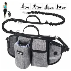 Laisse Pour Chien Mains Libres Laisse Pour Chien Absorption Des Chocs Confort Coutures Réfléchissantes Idéal Pour La Course à Pied Jogging Et La Marche Blanc Cassé