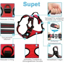Super Dog Harnais Anti-Traction Réglable Harnais De Poitrine Oxford En Nylon Réfléchissant Pour Grands, Moyens Et Petits Chiens L -Promos Patto Chou Boutique 95024433 5