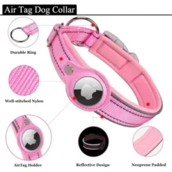 Collier Chien Rembourré Pour AirTag, Collier Pour Chien Réfléchissant Airtag Apple, Air Tag Intégré Pour Petits, Moyens, Grands Chiens, [Rose - Taille L] -Promos Patto Chou Boutique 95181680 3