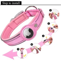 Collier Chien Rembourré Pour AirTag, Collier Pour Chien Réfléchissant Airtag Apple, Air Tag Intégré Pour Petits, Moyens, Grands Chiens, [Rose - Taille L] -Promos Patto Chou Boutique 95181680 5