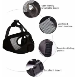 Noir - 1 Pièce, Circonférence Du Cou 30-42cm Muselière Courte Muselière Pour Chien - Muselière Réglable En Maille Respirante Pour Chiens Mordeurs Et Aboyeurs. -Promos Patto Chou Boutique 95442997 3
