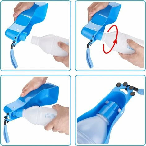 Bouteille D'eau Pour Chien Pour Marcher Avec Sangle Debout Distributeur De Boisson Portable Pour Animaux De Compagnie Avec Bol Attaché Pour Voyage - Bleu 12 Oz 4 Bouteille D'eau Pour Chien Pour Marcher Avec Sangle Debout Distributeur De Boisson Portable Pour Animaux De Compagnie Avec Bol Attaché Pour Voyage - Bleu 12 Oz – Image 4