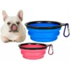 Gamelle Pour Chien, 2 Pcs Gamelle Pour Chien Portable Pliable Gamelle Pour Chien Bol En Silicone De Voyage Pour Animaux De Compagnie (Bleu Et Rose, 350ml)