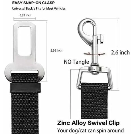 ElloLife Ceinture De Sécurité De Voiture Pour Chien, 【Lot De 2】 Ceinture De Sécurité Universelle Pour Chien, Ceinture De Sécurité Indéchirable Réglable De 50 à 90 Cm Pour Tous Les Chiens Et Chats En N 2 ElloLife Ceinture De Sécurité De Voiture Pour Chien, 【Lot De 2】 Ceinture De Sécurité Universelle Pour Chien, Ceinture De Sécurité Indéchirable Réglable De 50 à 90 Cm Pour Tous Les Chiens Et Chats En N – Image 2