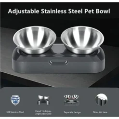 Gamelle Chien Chat Surélevé En Acier Inoxydable, 480ml X2 Bol Double Pour Chat & Chien D'alimentation, Antidérapants Sans Déversement -Promos Patto Chou Boutique 95919033 4