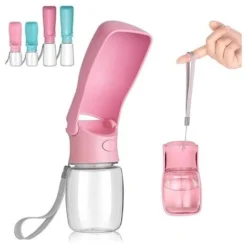 Bouteille D'eau Pliable Pour Chiens - 350ml Bouteille D'eau Portable Pour Animaux De Compagnie Pour Chien Chat Marche En Plein Air Randonnée Voyage (Rosa)