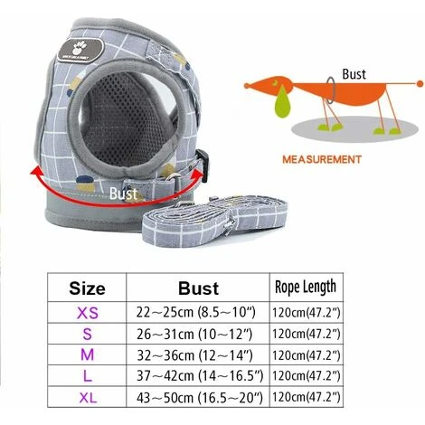 Harnais Pour Chien Ajustable Harnais Gilet RembourréRéfléchissant Doux Respirant Confortable Laisse Pour Petit Chien Chiot MZ083 (L, Grey) 2 Harnais Pour Chien Ajustable Harnais Gilet RembourréRéfléchissant Doux Respirant Confortable Laisse Pour Petit Chien Chiot MZ083 (L, Grey) – Image 2