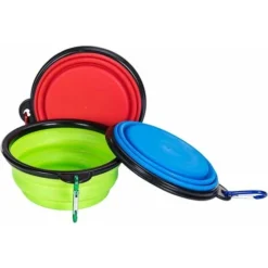 Gamelle Et Bouteille De Voyage De Chien　Gamelle Chien De Voyage Pour Chien Et Chat, Pliable Gamelle Chien En Silicone, Un Ensemble De 3 Pièces