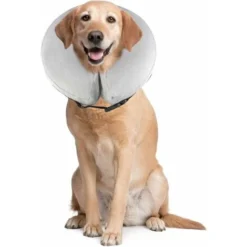 Collier Pour Chien　Collier Gonflable De Récupération Confortable Collerette De Protection Pour Chien Chats, Ajustable, Lavable PS005 XL Gris