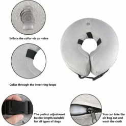 Collier Pour Chien　Collier Gonflable De Récupération Confortable Collerette De Protection Pour Chien Chats, Ajustable, Lavable PS005 XL Gris -Promos Patto Chou Boutique 96339847 3