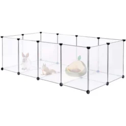GUOYIHUA® Parc Enclos, Cage, Clôture, Avec Plancher, Intérieur, Modulable, Transparent, En Plastique, Pour Cochon D’Inde, Lapin, Hérisson, Petits Animaux, Blanc -Promos Patto Chou Boutique 96458520 4