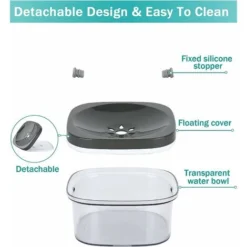 Gamelle Anti Éclaboussures Chien, No-Spill Gamelle D'eau Pour Chien Anti Débordement Bol D'eau De Flottabilité Pour Chien Gamelle Anti Goutte Pour Chien De Voyage- Grande Capacité 2L Gris -Promos Patto Chou Boutique 96459362 3