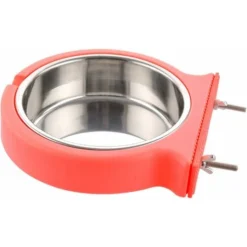 Caisse Chien Bol Amovible En Acier Inoxydable Gamelle à Suspendre Pour Animal Domestique Cage Petit Bol D'eau Feeder Nourriture Pour Chiens Chats Lapins Pet Supplies-Rose