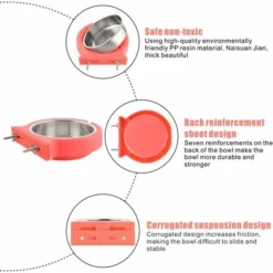 Caisse Chien Bol Amovible En Acier Inoxydable Gamelle à Suspendre Pour Animal Domestique Cage Petit Bol D'eau Feeder Nourriture Pour Chiens Chats Lapins Pet Supplies-Rose -Promos Patto Chou Boutique 96715348 3