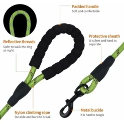 Laisse Pour Chien En Nylon Avec Poignée Rembourrée, Pour La Marche Quotidienne Et Le Dressage, Convient Aux Chiens De Taille Moyenne Et Grande, 1,5 M De Long -Promos Patto Chou Boutique 96715378 3