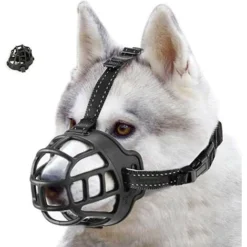 (Taille 4,Noir)Muselière Panier Pour Chiens, Prévient L'aboiement, Mâche, Réglable Pour Petits, Moyens Et Grands Chiens