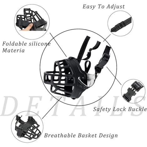 (Taille 4,Noir)Muselière Panier Pour Chiens, Prévient L'aboiement, Mâche, Réglable Pour Petits, Moyens Et Grands Chiens 3 (Taille 4,Noir)Muselière Panier Pour Chiens, Prévient L'aboiement, Mâche, Réglable Pour Petits, Moyens Et Grands Chiens – Image 3