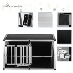 PETSTUFF Cage De Transport Pour Chien, 2 Portes Avec Paroi De Séparation, 89 X 69 X 50 Cm, En Aluminium, Paroi Arrière 75°, Box Caisse De Transport -Promos Patto Chou Boutique 96809453 5