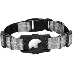 Collier De Chien Air Tag Réfléchissant Apple Air Tag Collier De Chien Réglable Durable Collier De Chien Robuste Avec Porte-étiquette à Air Argent Taille S