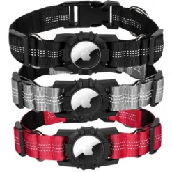 Collier De Chien Air Tag Réfléchissant Apple Air Tag Collier De Chien Réglable Durable Collier De Chien Robuste Avec Porte-étiquette à Air Argent Taille S -Promos Patto Chou Boutique 97245736 5