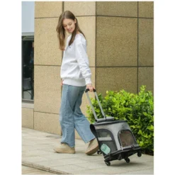 Sac à Dos Pour Chien Et Chat, Sac De Transport Respirant Avec Harnais Interne, Pochette De Voyage Ajustable, Sac à Dos Pour Petits Chiens, Chatons, Camping, - Gris-orange -Promos Patto Chou Boutique 97260844 3